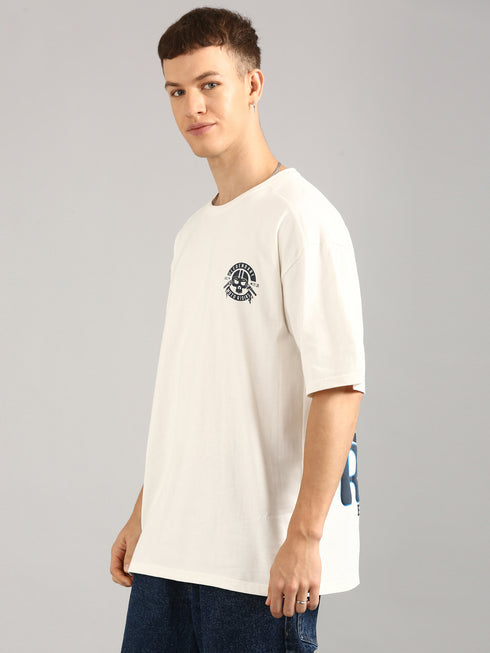 Cream Oversized Puffy Printed T-shirt